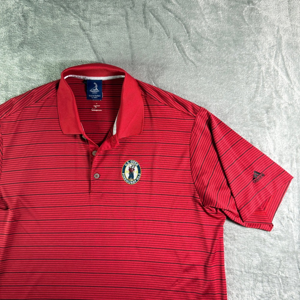 Adidas Golf Polo Shirt U.S. Open 2014 Pinehurst No. 2 Striped Red Size XL